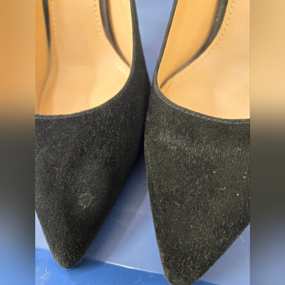 Tory Burch Women's 5M Black ELIZABETH Pointed Toe Pump Royal Suede - Picture 8 of 8